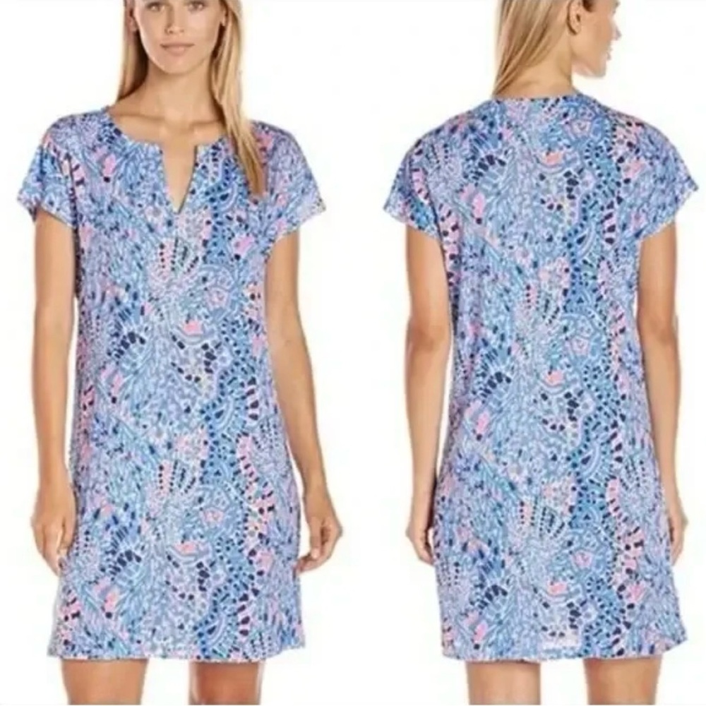 Lilly Pulitzer Duval Dress in the "Tic Tac Tile" multicolor geometric pattern